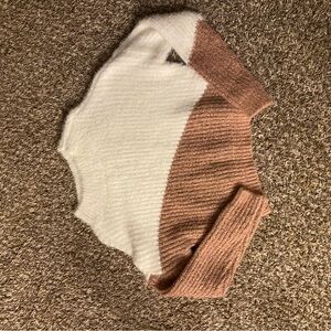 Colorblock Women's Sweater - White and pink